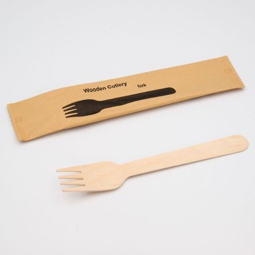 使い捨てスプーン 木製 フォーク 未晒紙完封 50本入画像