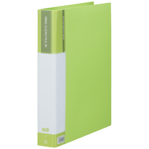 PPｸﾘﾔｰﾌｧｲﾙ(差替式) A4ﾀﾃ 30穴 35ﾎﾟｹｯﾄ付属 背幅48mm ﾗｲﾄｸﾞﾘｰﾝ 1冊画像