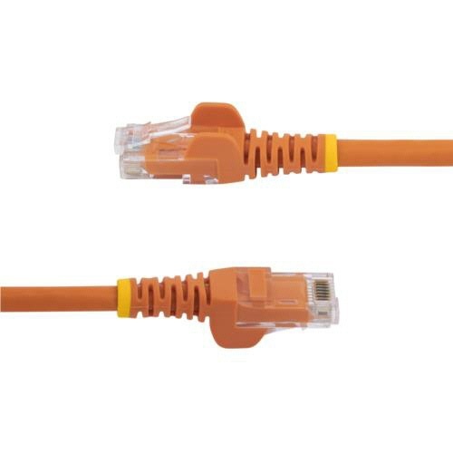 カテゴリ6　LANケーブル　RJ45モールドコネクタ　ツメ折れ防止　3m　オレンジ　1本 オレンジ色の端子部分が強調された、ツメ折れ防止機能付きの3メートルのケーブル