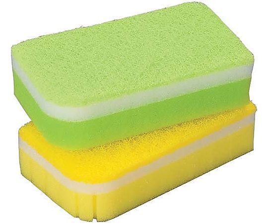 泡立つスポンジ ソフト 2個パック クリーム色の柔らかなスポンジが並べられた状態