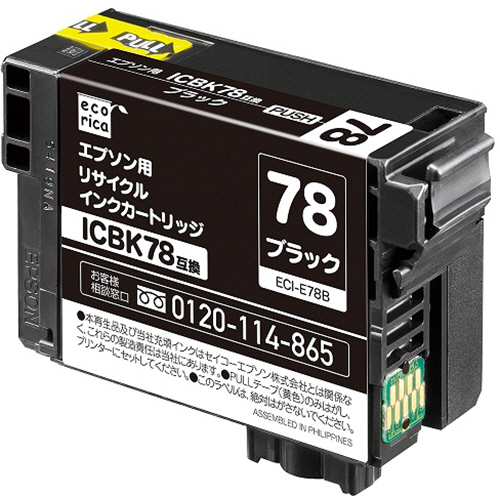 ﾘｻｲｸﾙｲﾝｸｶｰﾄﾘｯｼﾞ ﾌﾞﾗｯｸ(顔料) [ｴﾌﾟｿﾝ:ICBK78互換] ECI-E78B 1個画像