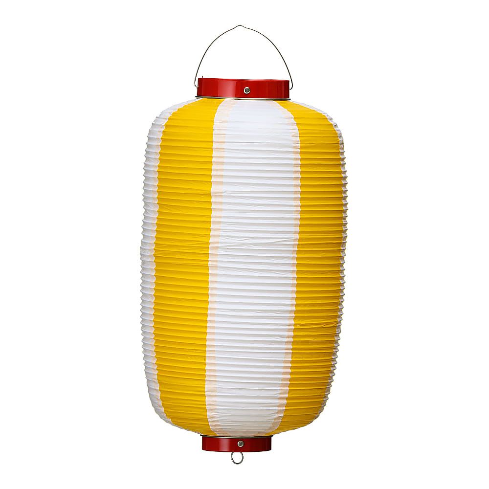 ビニール提灯長型　9号　黄/白画像