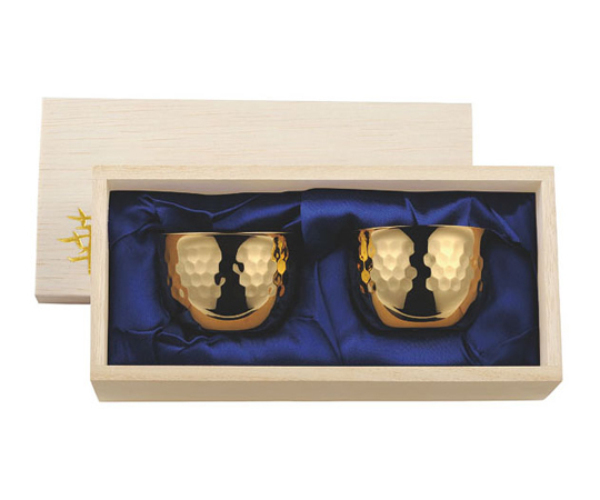 華 ぐいのみ 90mL 槌目 金メッキ 桐箱2ヶセット画像