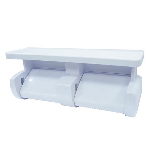 トイレットペーパーホルダー ダブル 棚付き トイレットペーパー 2連 ホルダー画像