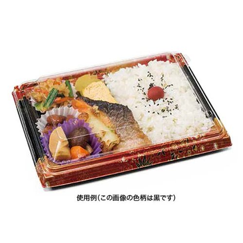 弁当容器 バイオ晴箱膳 10-1B 黒 リスパック 黒い弁当容器が横置きで複数並んでいる様子