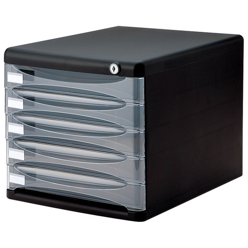 ｾｷｭﾘﾃｨﾃﾞｽｸﾄｯﾌﾟﾚﾀｰｹｰｽ A4ﾀﾃ 浅5段 ﾌﾞﾗｯｸ 1台画像