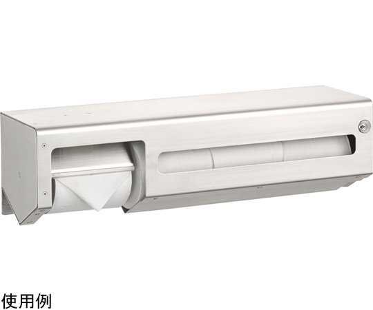 棚付横4連ワンハンドペーパーホルダー　盗難防止鍵付　Lタイプ画像