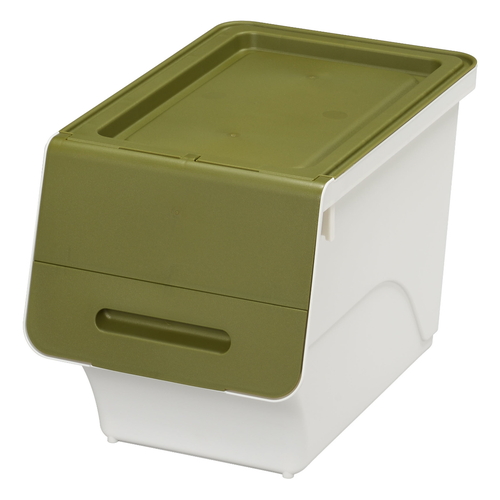 収納ボックス 前開き フロック 30 スリム 深型 幅29×奥行46×高さ31cm 4段階ストッパー カーキ画像