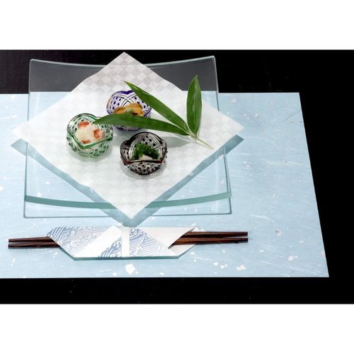 テーブルマット 尺三まっと銀嶺 ふじいろ (100枚入) アーテック [ケース販売] 白いパッケージが上面に配置され、封印シールが施された状態