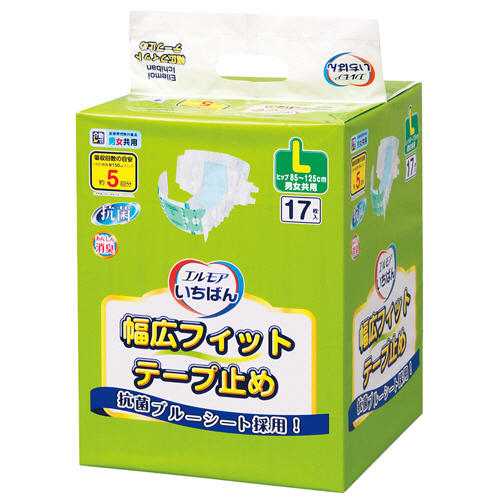 ｴﾙﾓｱ いちばん 幅広ﾌｨｯﾄﾃｰﾌﾟ止め L 1ﾊﾟｯｸ(17枚)画像