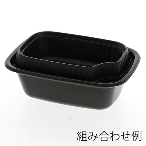 リスパック 丼容器 長角丼 中皿 黒 50枚画像