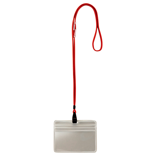 吊下げ名札 防水ﾁｬｯｸ付 赤 1ｾｯﾄ(50個:10個×5ﾊﾟｯｸ)画像