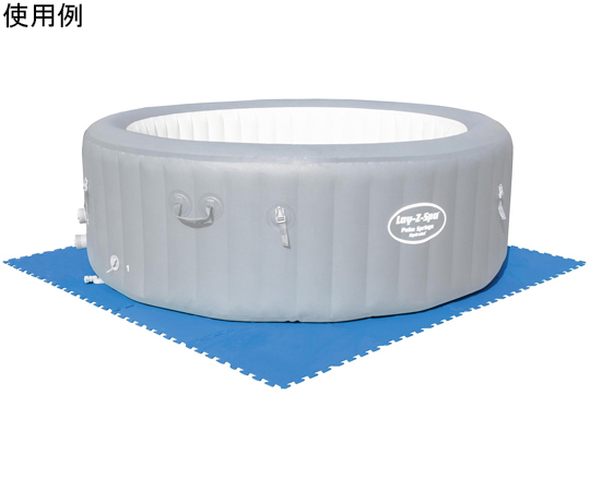 フロアプロテクター 50cm×50cm ブルー 1組(9枚入) パッケージが開封され、中身の青色のマットが平置きされた状態