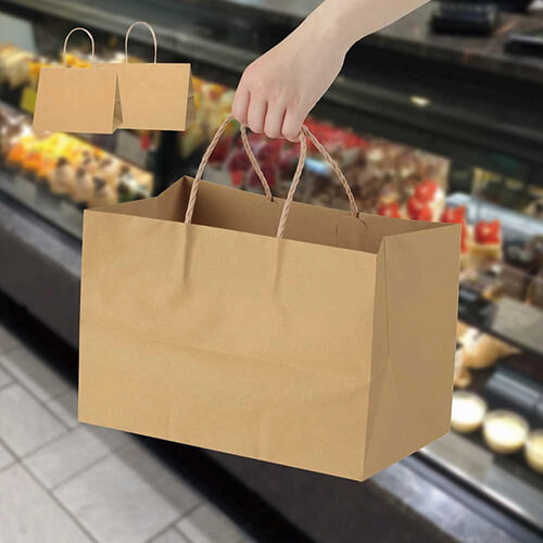 箱ものの持ち帰りに最適！オシャレなクラフト無地の手提げ紙袋