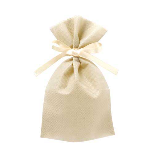 ソフトバッグベーシック2穴リボン巾着 S2 薄 ベージュ画像