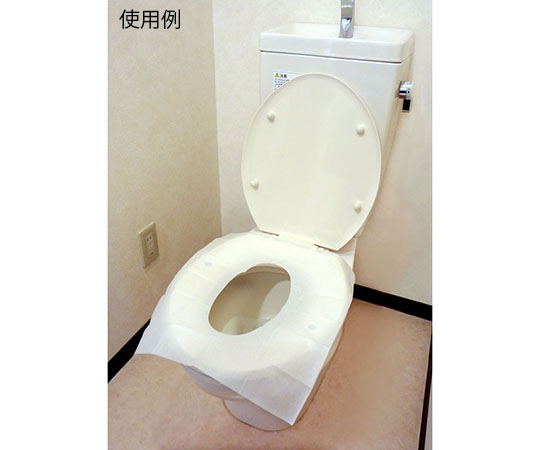 ずれない便座シート 1箱（70枚入） パッケージの上面にロゴと商品情報が印刷され、横から見た状態