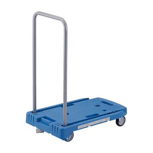 小型樹脂台車 こまわり君 省音G車輪 600mm×390mm ﾌﾞﾙｰ 樹脂ｽﾄｯﾊﾟｰ付 1台