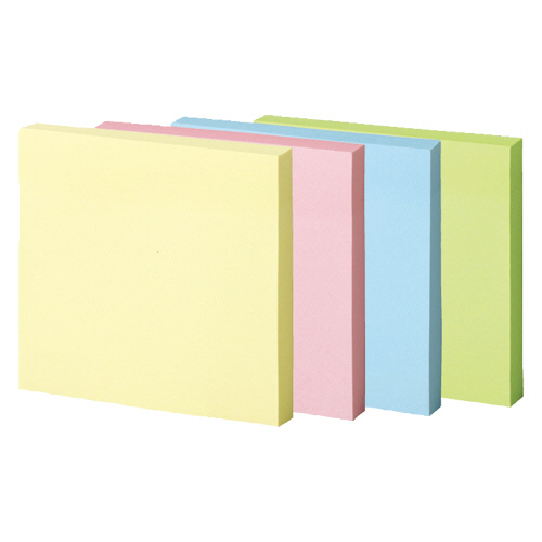 強粘着ふせん 75×75mm ﾊﾟｽﾃﾙｶﾗｰ･4色 1ｾｯﾄ(30冊:10冊×3ﾊﾟｯｸ)画像