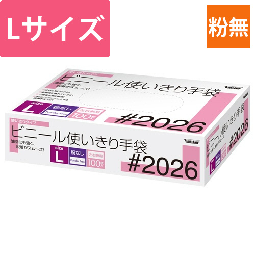 ビニール使いきり手袋　粉なし　L　1箱(100枚)画像