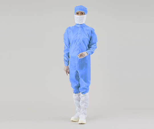 アズピュアCRウェア（クリーンウェア）　（フード一体・センターファスナー）　青　L画像