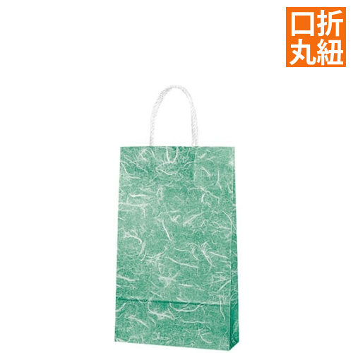 手提げ紙袋（雲竜　緑・口折丸紐・幅210×マチ80×高さ350mm）画像