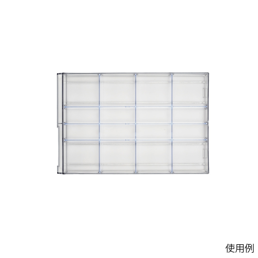 仕切板　カセッターA4タイプ用(引出2段用)タテ 引出の中で区切られた仕切板が整然と配置されている様子