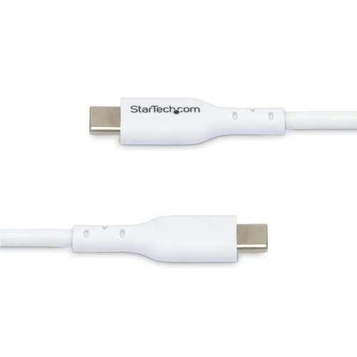 USB-C充電ケーブル　Type　C(オス)-Type　C(オス)　2m　ホワイト　1本 ケーブルが蛇腹状に曲がっている様子