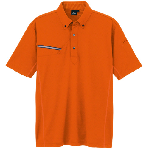 TULTEX(ﾀﾙﾃｯｸｽ)半袖ﾎﾞﾀﾝﾀﾞｳﾝﾎﾟﾛｼｬﾂ 冷感 二重編裏ﾌﾟﾘﾝﾄﾆｯﾄ ｵﾚﾝｼﾞ M 1着