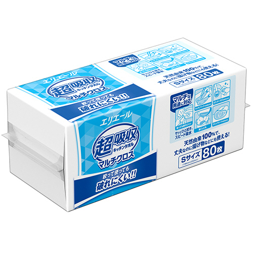 ｴﾘｴｰﾙ 超吸収ｷｯﾁﾝﾀｵﾙ ﾏﾙﾁｸﾛｽ Sｻｲｽﾞ 1ﾊﾟｯｸ(80枚)画像