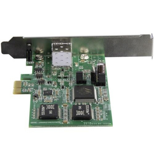 PCI　Express接続　SFP対応ギガビットイーサネットLANカード　1個 端子部分が明確に見える状態で横から撮影されたデザイン。