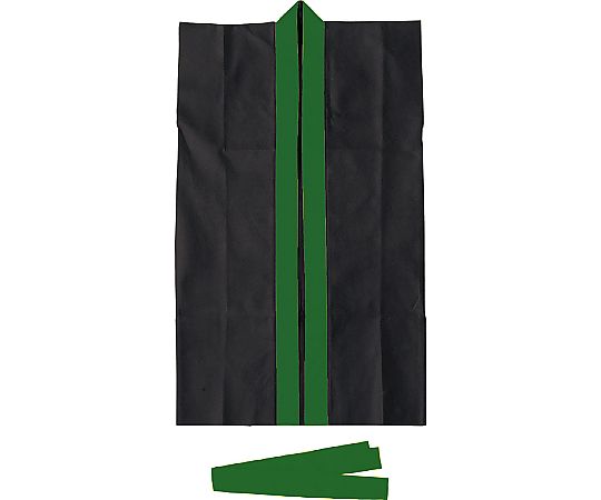 ロングハッピ不織布　黒（緑襟）J（ハチマキ付）画像