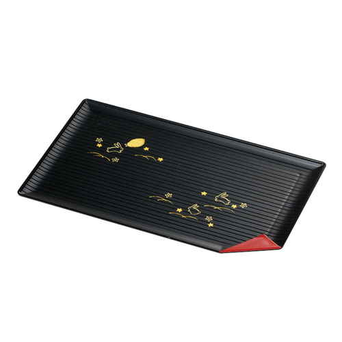 長角盆 トレー 夢うさぎ 漆器 プレート 皿 食器画像