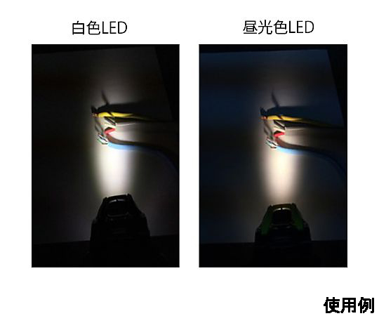 [単4x3本] ヘッドライト/LED(防爆構造/高演色/黄 黄色い防爆構造のヘッドライトが正面から見える状態で、LEDランプ部分が明るく光っている。