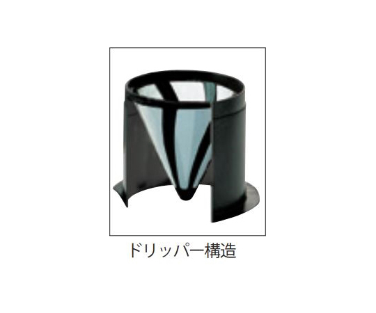 カフェオールドリッパー 底面が広がった円筒形のドリッパーが、横からのアングルで見える状態
