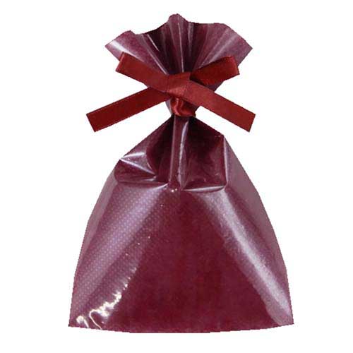 ソフトバッグクリア 2穴リボン巾着 S1 ボルドー画像