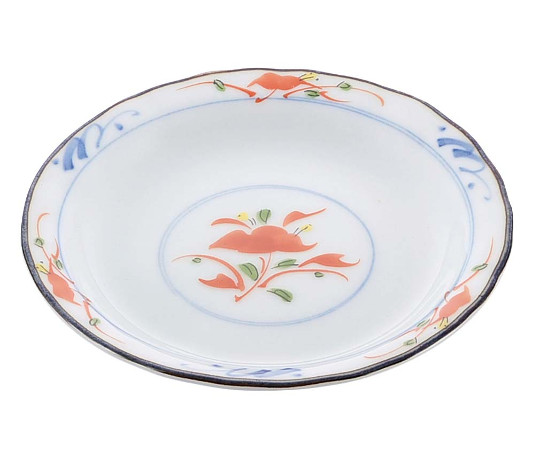 和食器コレクション　赤絵花　丸皿3.5寸画像