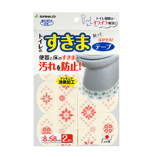 おくだけ吸着 便器すきまﾃｰﾌﾟ ﾓﾛｯｺﾀｲﾙ ﾋﾟﾝｸ 1ﾊﾟｯｸ(2枚)画像