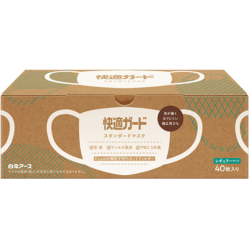 快適ｶﾞｰﾄﾞ ｽﾀﾝﾀﾞｰﾄﾞﾏｽｸ ﾚｷﾞｭﾗｰｻｲｽﾞ 1箱(40枚)画像