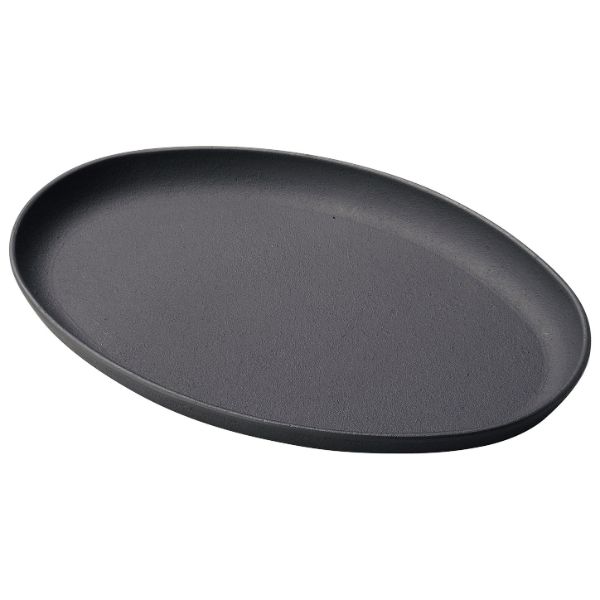 ステーキ関連用品 M20-715 鉄製プレス陶板(小判)波 マイン画像