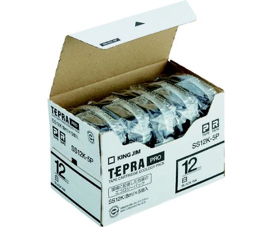純正「テプラ」PROテープ 12mm エコパック（5個入り）/白ラベル/黒文字 長さ8m画像