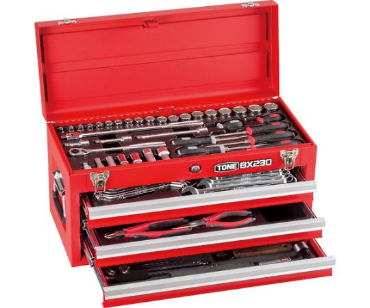 整備用工具セット ツールセット 差込角9.5mm 72点セット レッド画像