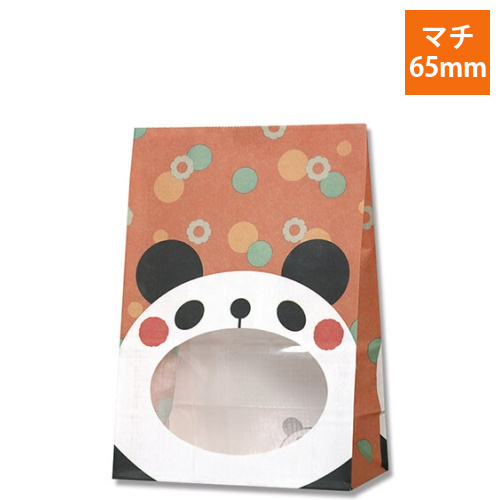 角底袋（窓付き・パンダ・幅120×マチ65×高175mm)画像