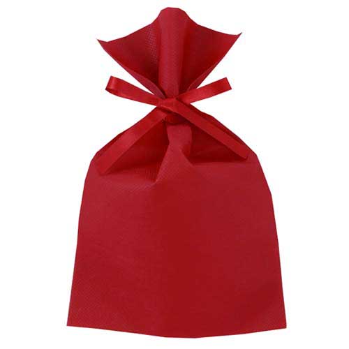 ソフトバッグベーシック2穴リボン巾着 S3 薄 ローズレッド画像