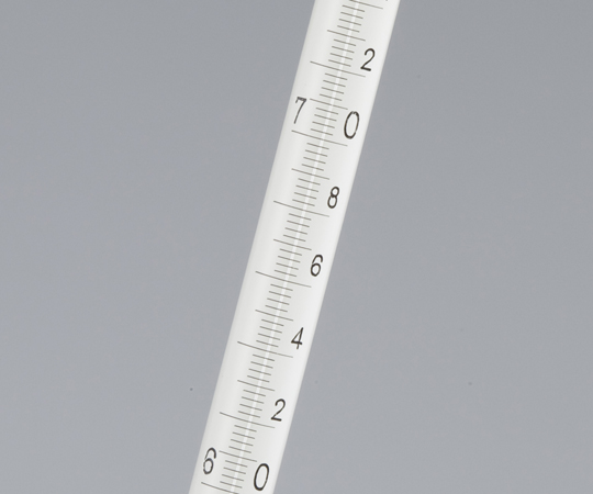 試薬試験用温度計（日本薬局方温度計）　No.1　-17～50℃ 温度計のグラデーション表示が目立つ正面の様子