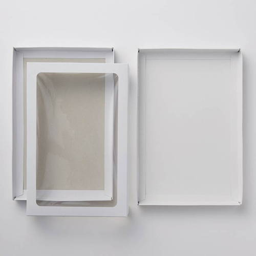 フィルム付き中枠で高級感UP！3枚組フェイスタオルに最適なギフトボックス（白）