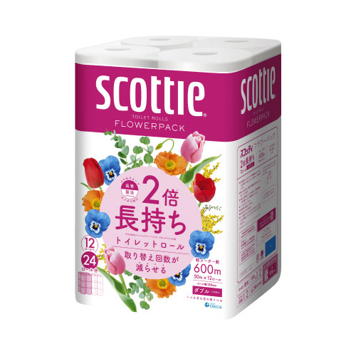 スコッティフラワー　２倍巻１２ロール　５０ｍダブル画像