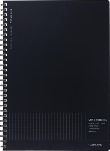 ソフトリングノートＢｉｚ方眼罫　４０枚　Ｂ５黒×５画像