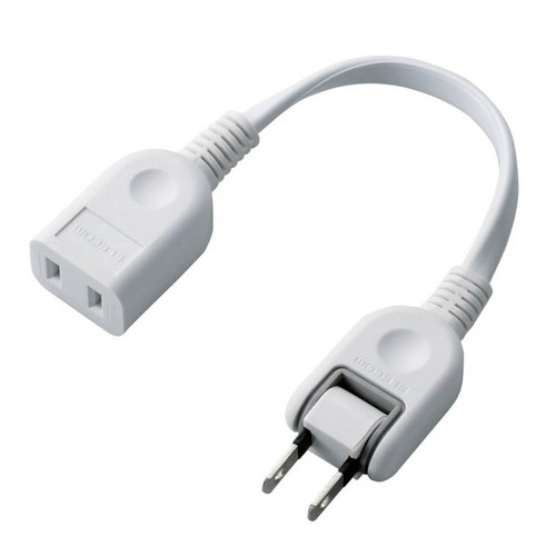 ACｱﾀﾞﾌﾟﾀ用電源延長ｺｰﾄﾞ 2Pｵｽ-ﾒｽ 1個口 ﾎﾜｲﾄ 0.1m 1個画像