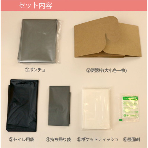 消臭・抗菌効果に優れた水のいらない簡易トイレ　1回分 コンパクトなパッケージが正面に置かれ、取っ手部分が見える状態