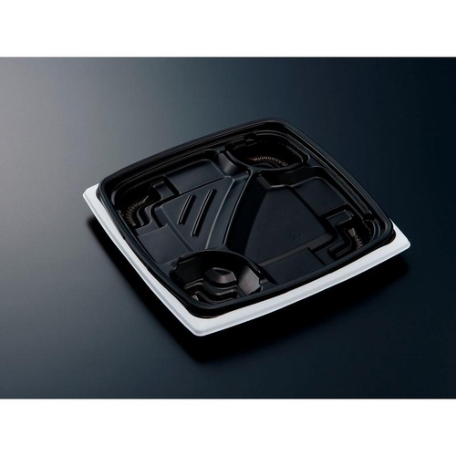 中央化学 弁当容器 CT リル 22-22C 黒白 本体画像